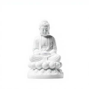 Statue de <span class=keywords><strong>Bouddha</strong></span> sculptée à la main en marbre, <span class=keywords><strong>design</strong></span> antique, position lotus transparente, <span class=keywords><strong>Bouddha</strong></span> assis blanc en méditation, garantie 5 ans - Product Image 1