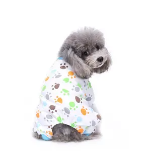 Piyama anjing anak laki-laki desain cakar piyama katun Jumpsuit hewan peliharaan rumah obral besar dengan pakaian hewan peliharaan mode anjing