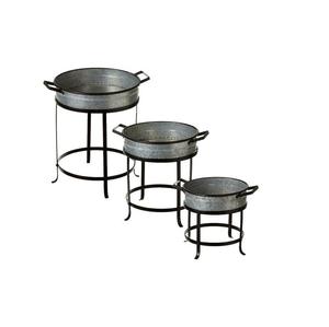 Juego de 3 macetas de Metal y hierro para decoración de jardín, jardinera de Metal con acabado personalizado, venta al por mayor - Product Image 1