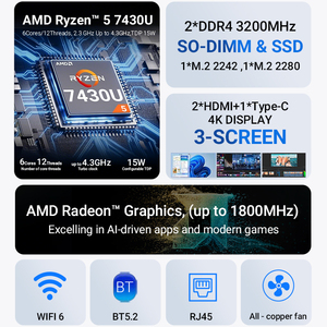 Business <strong>Mini</strong> <strong>Computer</strong> R5-7430U Processor WIFI6 BT5.2 Dual DDR4 RAM M.2 SSD USB Type-C Powerful Portable <strong>Mini</strong> Business <strong>Computer</strong> - Product Image 3