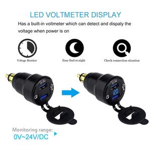 12-24V chiến thắng Tiger 800 XC H Ella Thuốc lá nhẹ hơn để USB xe máy đôi QC3.0 sạc với LED vôn kế 2 cổng - Product Image 4