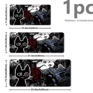 <span class=keywords><strong>Tapis</strong></span> de <span class=keywords><strong>souris</strong></span> de jeu extra-long et <span class=keywords><strong>tapis</strong></span> de clavier pour ordinateur de bureau - Avec un design de chat punk anime, chat gothique, crâne, art <span class=keywords><strong>manga</strong></span> japonais) - Product Image 2