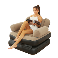 Silla inflable portátil, sofá de PVC, sofá cama de aire, sofá inflable para sala de estar, sofá cama de aire 2 en 1 con silla de bomba eléctrica