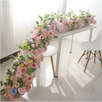 Rangkaian Bunga Pernikahan 2M Custom Ready Artificial Silk Real Touch untuk Meja dan Lorong, Warna Putih dan Pink
