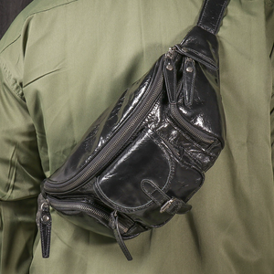 Riñonera de Cuero Negra al por Mayor para Hombre y Mujer, Bolsa de Cintura Multibolsillos a la Moda para Viajes, Deportes, Senderismo, Ciclismo - Product Image 5