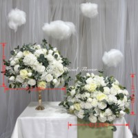 Boule de fleurs artificielles de luxe blanche et bleu ciel pour la décoration de mariage, pour la décoration de la maison, de l'hôtel, de la villa, de la fête