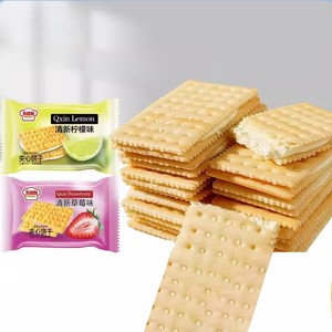 Bánh quy sandwich soda vị trái cây, nhân kem chanh dâu ngọt giòn, bán chạy, tốt cho sức khỏe, bán sỉ - Product Image 3