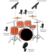 DS7 Professionnel Ensemble de 7 Microphones Filaire Métallique pour Batterie, Micro Grosse Caisse pour Scène et Usage Vocal