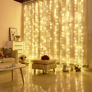 Cortina de Luces <span class=keywords><strong>LED</strong></span> en <span class=keywords><strong>Cascada</strong></span> 3x3, Decoración de Habitación con Efecto Estrellado, para Influencers, Bodas, Iluminación de Piso - Product Image 2