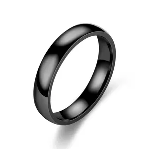 Jane Eyre Simple Design Stainless Steel Lovers Couple Rings 4 mm Gold and Silver Titanium Steel Smooth Face Women Ring