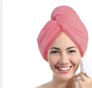 Shower Spa kepala bungkus topi pengering rambut Turban Microfiber Terry handuk kering