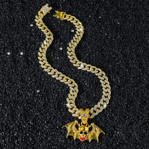 สร้อยคอจี้รูปหัวกะโหลกค้างคาว ซีรีส์ฮาโลวีน ขายดี สร้อยคอเรขาคณิตสไตล์ฮิปฮอปสำหรับผู้ชาย  ขายส่ง - Product Image 3