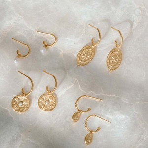 Bijoux de <span class=keywords><strong>mode</strong></span> Gemnel, boucles d'oreilles tendance, argent 925 plaqué or, coquillage classique, boucles d'oreilles créoles d'été, océan - Product Image 5