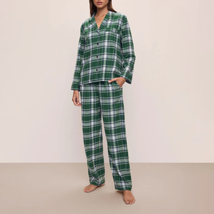 <span class=keywords><strong>Pyjama</strong></span> deux pièces à carreaux col en V en coton personnalisé ensemble de pyjamas pour hommes chemise de nuit pour hommes vêtements de salon - Product Image 6