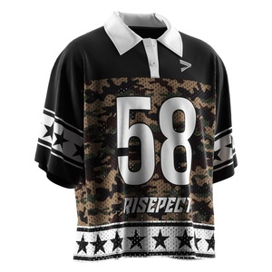 Jersey de Fútbol Americano Vintage con Diseño de Cuello Polo, Logotipo Personalizado con Patrón Elegante, Tejido de Malla de Secado Rápido, Estilo Oversize - Product Image 5