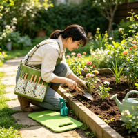 Outils de jardinage et aides pour s'agenouiller, ensemble de 7 outils de jardin avec sac rembourré, kits d'arrosage, truelle, râteau, pelle pour plantes