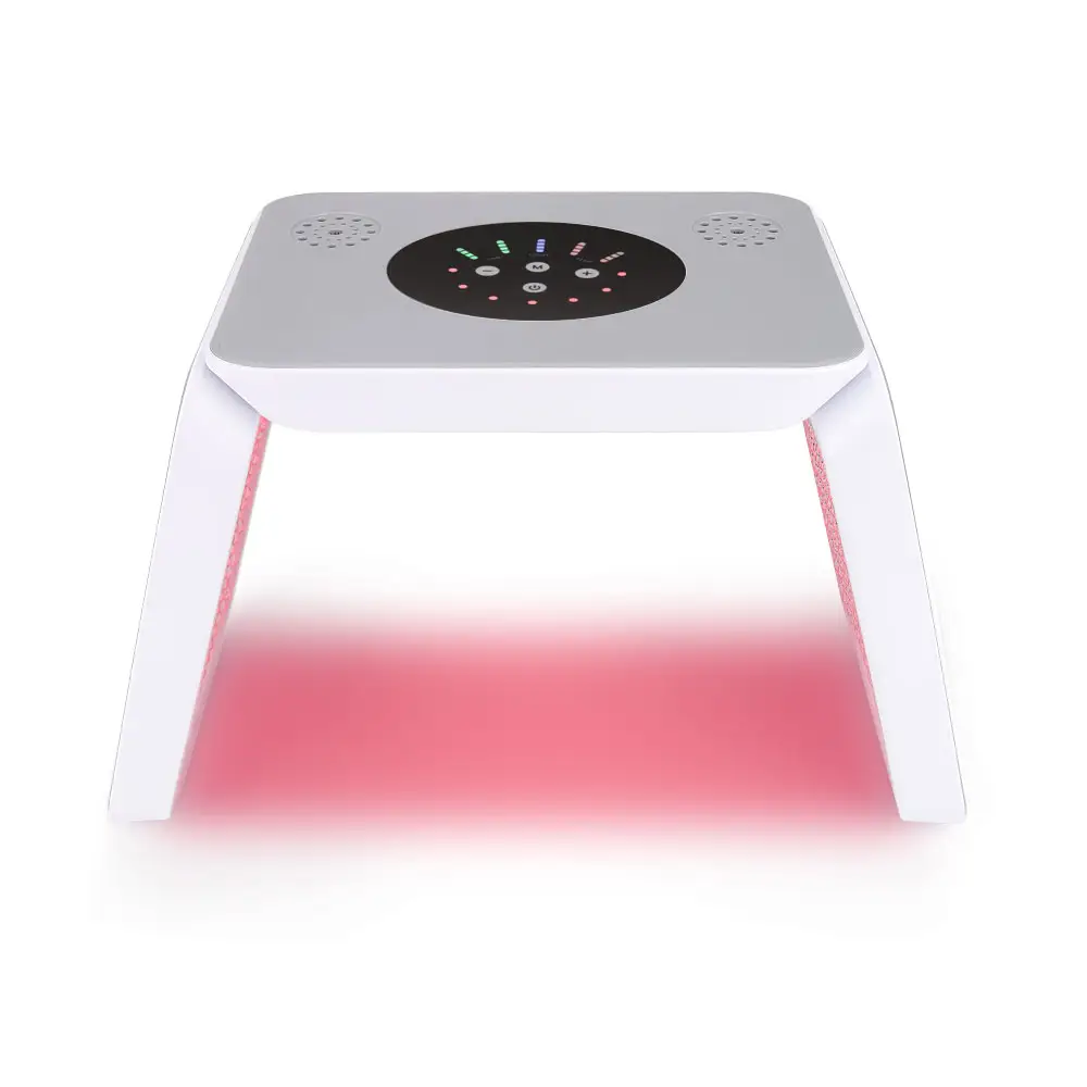 Tri-folding 7 color red light led face light therapy machine with heating