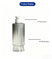 Bouteille en plastique PET vide avec pompe, 300 ml, 500 ml, couleur personnalisée, logo, emballage cosmétique pour shampoing, gel douche