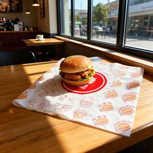 Papier ciré écologique biodégradable et recyclable, simple face, pour emballer les sandwichs, les hamburgers, les sushis, les boulettes de riz et les aliments - Product Image 4