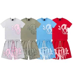 T-shirt imprimé personnalisé avec logo brodé, style streetwear, manches courtes, costume sportif pour homme - Product Image 1