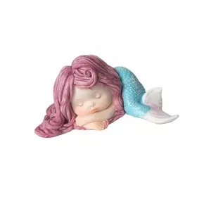 Z09450A OEM Geaccepteerd Craft Sculptuur Ornamenten Gift Hars Mermaid Beeldje Souvenirs Decoratie Kleine Zeemeermin Standbeelden Koop