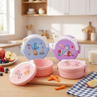 Ensemble boîte à lunch et gourde pour enfants Wishome, motif dessin animé, en PP, avec gobelet, portable, pour l'école et les pique-niques