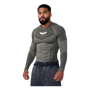 Mens Black Long-Sleeve T-Shirt 3D Digital-Print Stretch Sports <strong>Top</strong> Quick-Dry Crew-Neck Casual Sporty Sportswear YOUNGAL - Product Image 2