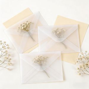 Impresión de Logotipo Personalizado, Embalaje Transparente Blanco, Sobre de Papel Pergamino, Sobre para Regalo, Invitación, Papel de Calco - Product Image 6