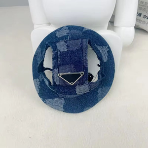 Summer Cool Denim Luxury Dogs Cap com Ear Holes Pet <span class=keywords><strong>Sun</strong></span> <span class=keywords><strong>Hat</strong></span> Verão Ajustável Cat <span class=keywords><strong>Visor</strong></span> Caps Puppy Sport Hats com o logotipo da marca - Product Image 6