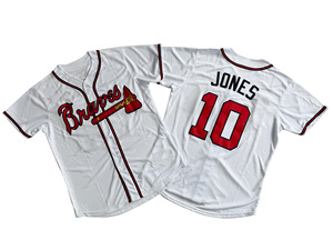 เสื้อเบสบอลทีมแอตแลนต้า เบรฟส์ รุ่นพรีเมียม ผลิตในสหรัฐอเมริกา - ผ้าโพลีเอสเตอร์ 100% ระบายอากาศได้ดี เย็บอย่างประณีต - Product Image 3