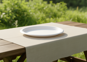 Piatto Ovale Bianco in Bagassa Serie BG, Stile Casual, Monouso per Asporto - Product Image 2