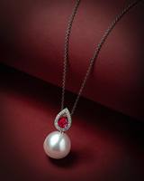 Lixin 925 Argent Perle Zircon Rubine Ensemble De Mariée Plaqué Or Goutte D'eau Boucles D'oreilles Collier pour Fiançailles ou Cadeau De Noël