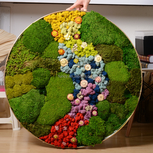 Cadre mural décoratif en mousse de renne naturelle véritable préservée, forme ronde, taille personnalisée <span class=keywords><strong>60</strong></span> cm, pour la décoration de la <span class=keywords><strong>maison</strong></span> - Product Image 5