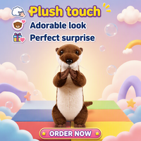 Peluche Otter Mignonne et Populaire, en Position Debout, Écologique, Super Douce, Broderie en Maille, Vente en Gros Usine, Jouet Animal en Peluche
