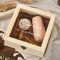 Boîte de rangement de cadeau en bois de pin à couvercle rabattable en acrylique transparent avec logo imprimé en soie personnalisé de style ECO pour le stockage des huiles essentielles