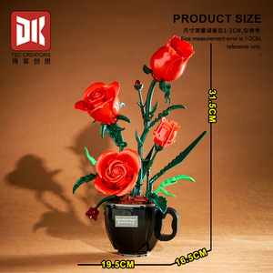 <span class=keywords><strong>DK</strong></span> 3036 450PCS Ensemble de blocs de construction en plastique, modèle de jouet technique, motif tasse à café et vase à roses, ornement moderne, cadeau de festival - Product Image 4