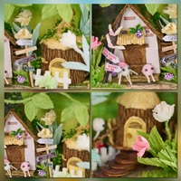 IIECREATE Mini Kit de Maison de Poupée en Bois DIY, Modèle d'Elfe Fait Main, Matériau PC, Mini Jouet Cadeau pour Enfants
