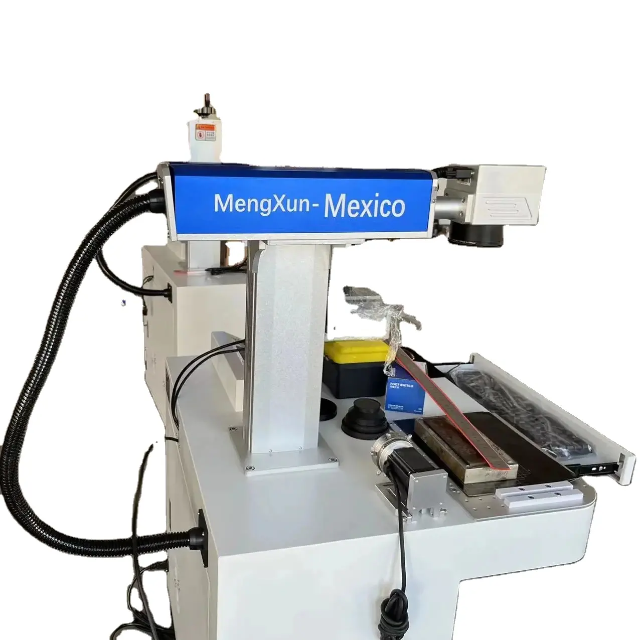 Mengxun mexico 100w mesin penanda laser, cincin kaca logam sabuk gesper logo kustomisasi