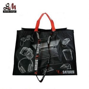 Recycled Non Woven Shopping Bag with Long Handle Simple Design <b>Laminated</b> RPET Bag - Product Image 5