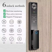 Serrure Intelligente OEM Tuya WiFi avec Reconnaissance Faciale 3D et Empreinte Digitale, Interphone Vidéo, Mortaise 6068