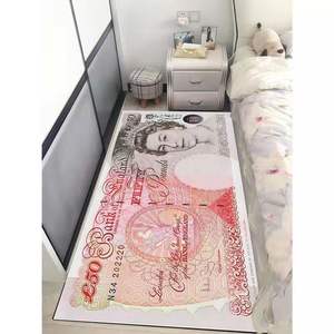 Tapis de sol lavable Dollar Euro British Pound Style Tapis pour salon chambre - Product Image 1