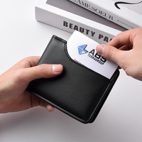 Dompet Kulit PU Premium Ultra Tipis dengan Jendela ID, Dompet Kartu Kulit Pria