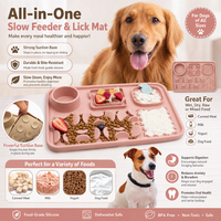 Tapis de léchage en silicone NicePets pour alimentation lente avec plateau divisé |   Base à ventouse anti-étouffement |   Bol pour chien et chat 4 couleurs