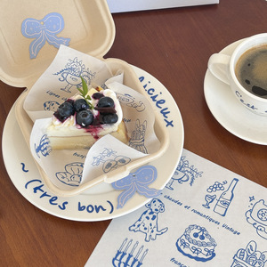 Papel para hornear de calidad alimentaria, recubierto de cera por una sola cara, 100 paquetes, azul, para empacar pan, queso, pastel y hamburguesas - Product Image 1