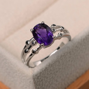 Anello da Donna con Pietra Naturale Colorata, Rubino, Giada Verde, Cuore Nero, in Argento Sterling Placcato Oro con Zirconi, per Matrimonio e Fidanzamento - Product Image 5