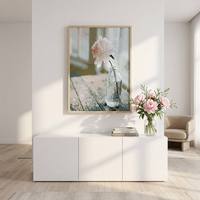 Kit de peinture par numéros sur toile DIY 40x50cm, style floral rose peint à la main, art encadré pour la décoration murale du salon