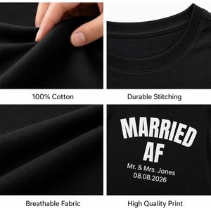 Camisetas personalizadas para parejas recién casadas, personalizadas con nombre, fecha, camisetas de boda, trajes a juego unisex para adultos - Product Image 4