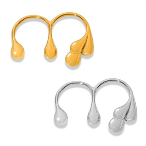 Personalized Jewelry Waterproof Gold Plated Stainless Steel Double Finger <b>Rings</b> Women Jewelry - Product Image 1