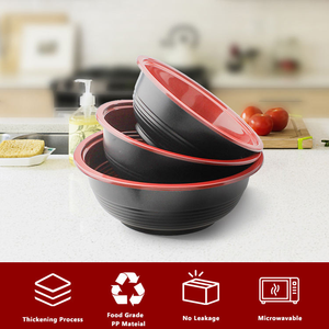 500 per microonde/700/1000ml giapponese Sushi Ramen Noodle ciotola di plastica rotondo contenitore per alimenti PP rosso nero ciotola con coperchio per animali domestici - Product Image 3