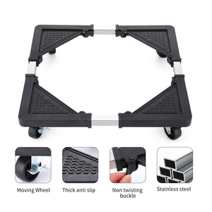 Base réglable pour réfrigérateur et machine à laver avec roulettes, support pliable et épaissi antichoc, noir - Product Image 2